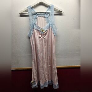 Honeydew Intimates Pink Chemise with Blue Lace